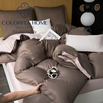 Комплект постільної білизни Євро Варений хлопок Colorful Home 200х230 см Шоколад 1612 фото