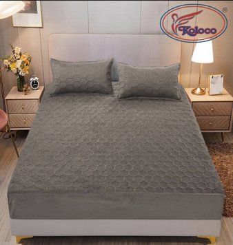 Покривало велюрове на резинці Koloco 160&times;200 см 2704 фото